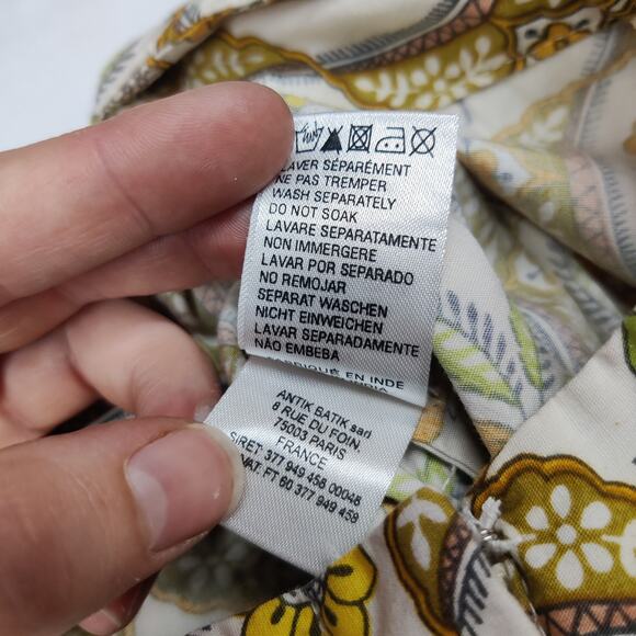 Antik Batik Tanissa Oversized Harem Pant Cotton Poplin REtro Yellow Floral Large - Picture 12 of 16